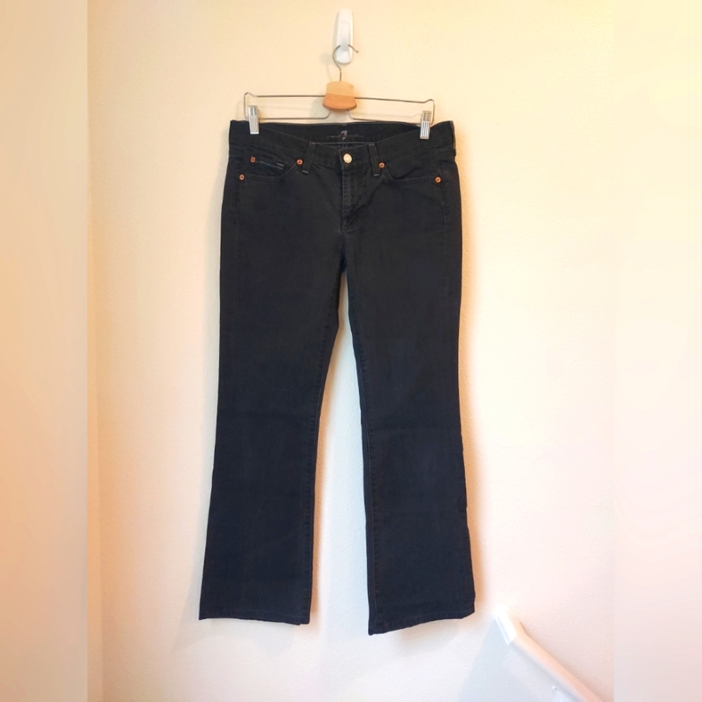 Woman's Seven For All Mankind Black Denim Bootcut Jeans, Size 30